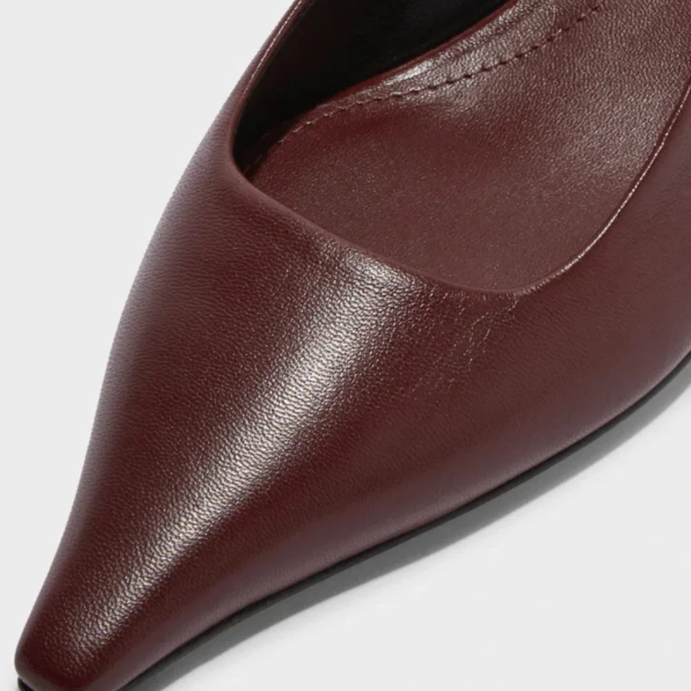 ♥️NWT AEYDE CATRINA NAPPA LEATHER SLINGBACK PUMPS IN BURGUNDY SIZE 40/US10 - Picture 4 of 15